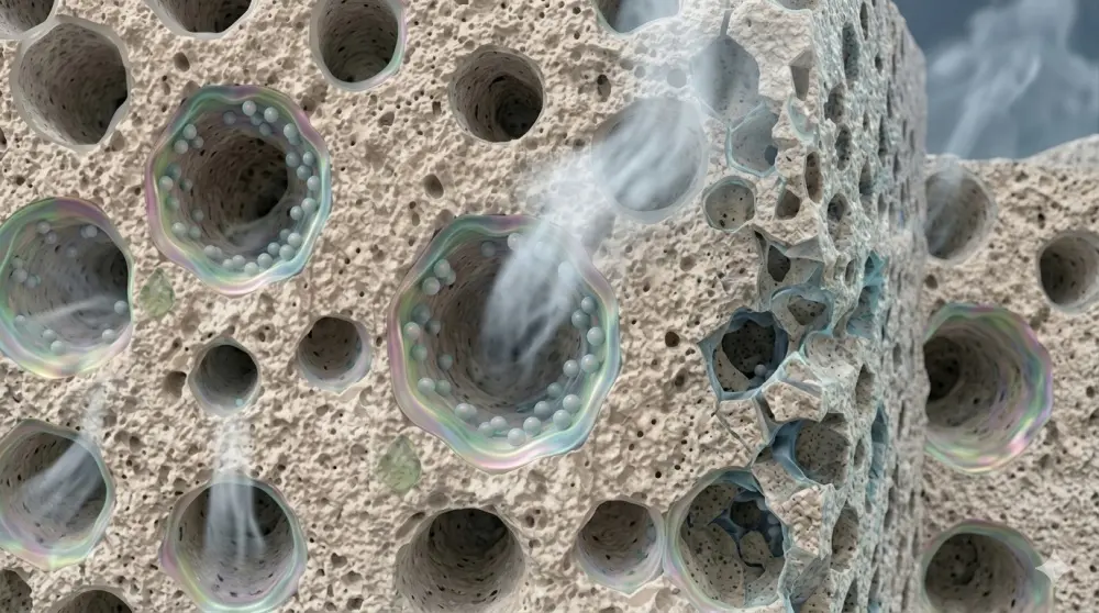 Porophob Polymer-Film auf Kapillarwänden gegen aufsteigende Feuchtigkeit